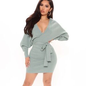 Fashion nova Annabelle sweater mini dress Sage